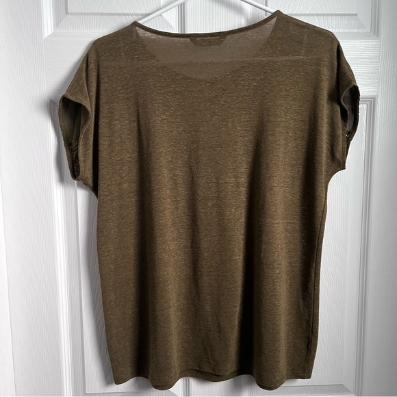 3/25$💥 Banana Republic blouse top green Women Large short sleeve crew neck tee - Picture 4 of 4